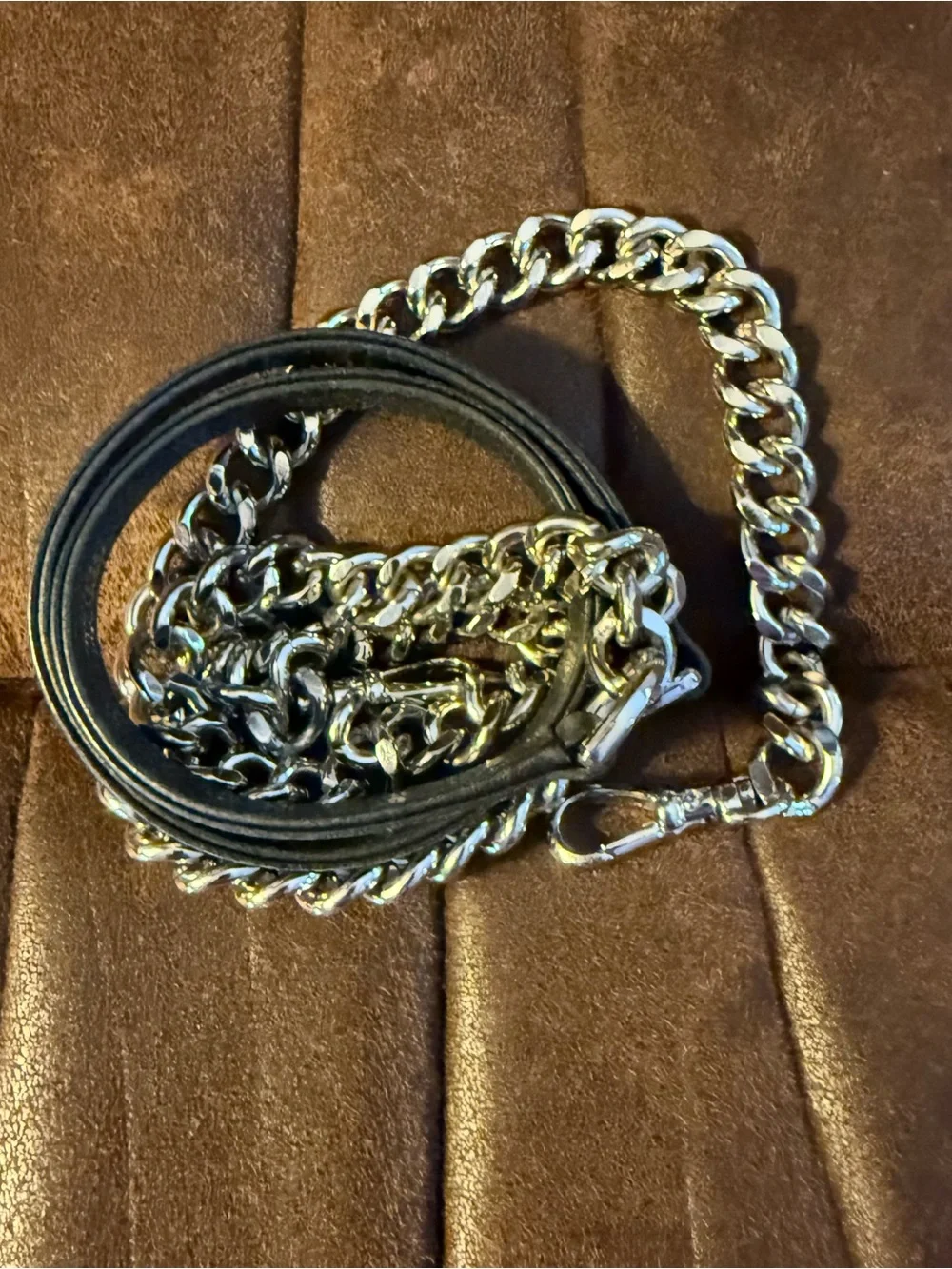 Authentic Bandolier Discontinued Crossbody Strap Black Leather and  Silver Links